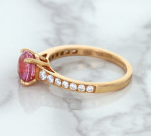 Load image into Gallery viewer, 1.84ct Round Pink Sapphire Ring with Diamond Accents in 18K Rose Gold