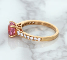 Load image into Gallery viewer, 1.84ct Round Pink Sapphire Ring with Diamond Accents in 18K Rose Gold