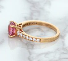 Load image into Gallery viewer, 1.84ct Round Pink Sapphire Ring with Diamond Accents in 18K Rose Gold