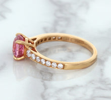 Load image into Gallery viewer, 1.84ct Round Pink Sapphire Ring with Diamond Accents in 18K Rose Gold