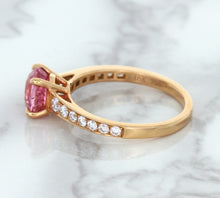 Load image into Gallery viewer, 1.84ct Round Pink Sapphire Ring with Diamond Accents in 18K Rose Gold