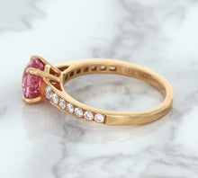Load image into Gallery viewer, 1.84ct Round Pink Sapphire Ring with Diamond Accents in 18K Rose Gold