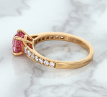 Load image into Gallery viewer, 1.84ct Round Pink Sapphire Ring with Diamond Accents in 18K Rose Gold