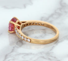 Load image into Gallery viewer, 1.84ct Round Pink Sapphire Ring with Diamond Accents in 18K Rose Gold
