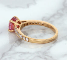 Load image into Gallery viewer, 1.84ct Round Pink Sapphire Ring with Diamond Accents in 18K Rose Gold