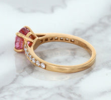 Load image into Gallery viewer, 1.84ct Round Pink Sapphire Ring with Diamond Accents in 18K Rose Gold