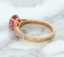 Load image into Gallery viewer, 1.84ct Round Pink Sapphire Ring with Diamond Accents in 18K Rose Gold