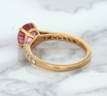Load image into Gallery viewer, 1.84ct Round Pink Sapphire Ring with Diamond Accents in 18K Rose Gold