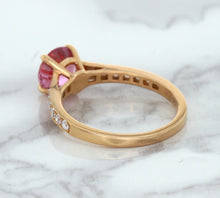Load image into Gallery viewer, 1.84ct Round Pink Sapphire Ring with Diamond Accents in 18K Rose Gold
