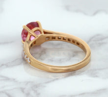 Load image into Gallery viewer, 1.84ct Round Pink Sapphire Ring with Diamond Accents in 18K Rose Gold