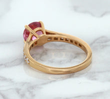 Load image into Gallery viewer, 1.84ct Round Pink Sapphire Ring with Diamond Accents in 18K Rose Gold