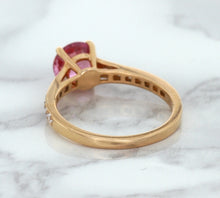Load image into Gallery viewer, 1.84ct Round Pink Sapphire Ring with Diamond Accents in 18K Rose Gold