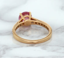 Load image into Gallery viewer, 1.84ct Round Pink Sapphire Ring with Diamond Accents in 18K Rose Gold