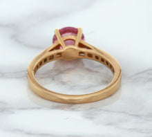 Load image into Gallery viewer, 1.84ct Round Pink Sapphire Ring with Diamond Accents in 18K Rose Gold