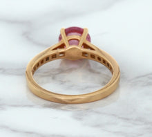 Load image into Gallery viewer, 1.84ct Round Pink Sapphire Ring with Diamond Accents in 18K Rose Gold