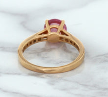Load image into Gallery viewer, 1.84ct Round Pink Sapphire Ring with Diamond Accents in 18K Rose Gold