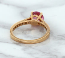 Load image into Gallery viewer, 1.84ct Round Pink Sapphire Ring with Diamond Accents in 18K Rose Gold