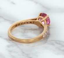 Load image into Gallery viewer, 1.84ct Round Pink Sapphire Ring with Diamond Accents in 18K Rose Gold
