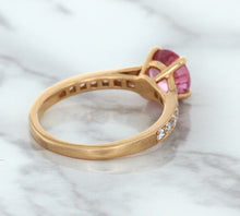 Load image into Gallery viewer, 1.84ct Round Pink Sapphire Ring with Diamond Accents in 18K Rose Gold