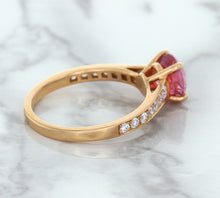 Load image into Gallery viewer, 1.84ct Round Pink Sapphire Ring with Diamond Accents in 18K Rose Gold