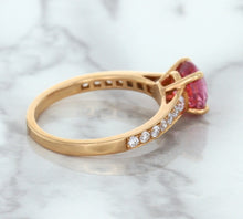 Load image into Gallery viewer, 1.84ct Round Pink Sapphire Ring with Diamond Accents in 18K Rose Gold