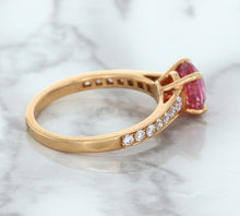 Load image into Gallery viewer, 1.84ct Round Pink Sapphire Ring with Diamond Accents in 18K Rose Gold