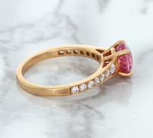 Load image into Gallery viewer, 1.84ct Round Pink Sapphire Ring with Diamond Accents in 18K Rose Gold