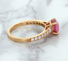 Load image into Gallery viewer, 1.84ct Round Pink Sapphire Ring with Diamond Accents in 18K Rose Gold