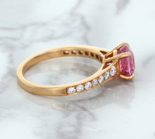 Load image into Gallery viewer, 1.84ct Round Pink Sapphire Ring with Diamond Accents in 18K Rose Gold