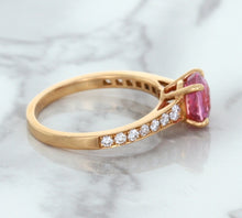 Load image into Gallery viewer, 1.84ct Round Pink Sapphire Ring with Diamond Accents in 18K Rose Gold