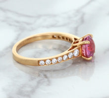 Load image into Gallery viewer, 1.84ct Round Pink Sapphire Ring with Diamond Accents in 18K Rose Gold