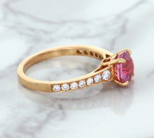 Load image into Gallery viewer, 1.84ct Round Pink Sapphire Ring with Diamond Accents in 18K Rose Gold