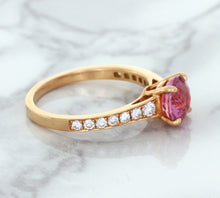 Load image into Gallery viewer, 1.84ct Round Pink Sapphire Ring with Diamond Accents in 18K Rose Gold