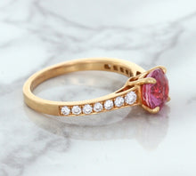 Load image into Gallery viewer, 1.84ct Round Pink Sapphire Ring with Diamond Accents in 18K Rose Gold