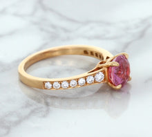Load image into Gallery viewer, 1.84ct Round Pink Sapphire Ring with Diamond Accents in 18K Rose Gold