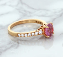 Load image into Gallery viewer, 1.84ct Round Pink Sapphire Ring with Diamond Accents in 18K Rose Gold