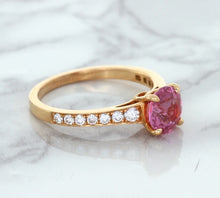 Load image into Gallery viewer, 1.84ct Round Pink Sapphire Ring with Diamond Accents in 18K Rose Gold