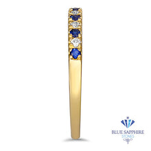 Load image into Gallery viewer, 0.25ct. Round Blue Sapphire Ring with Diamond Halo in 14K Yellow Gold