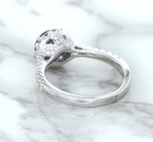 Load image into Gallery viewer, 1.82ct Round Blue Sapphire Ring with Diamond Halo in 18K White Gold