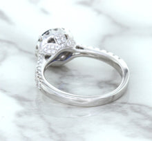 Load image into Gallery viewer, 1.82ct Round Blue Sapphire Ring with Diamond Halo in 18K White Gold