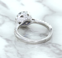 Load image into Gallery viewer, 1.82ct Round Blue Sapphire Ring with Diamond Halo in 18K White Gold