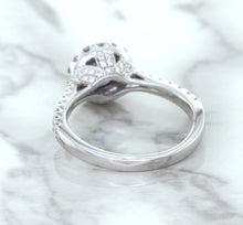Load image into Gallery viewer, 1.82ct Round Blue Sapphire Ring with Diamond Halo in 18K White Gold