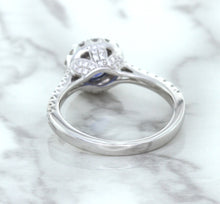Load image into Gallery viewer, 1.82ct Round Blue Sapphire Ring with Diamond Halo in 18K White Gold