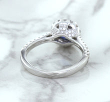 Load image into Gallery viewer, 1.82ct Round Blue Sapphire Ring with Diamond Halo in 18K White Gold