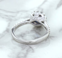 Load image into Gallery viewer, 1.82ct Round Blue Sapphire Ring with Diamond Halo in 18K White Gold