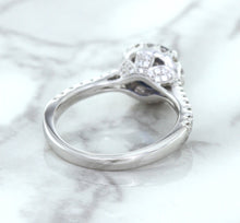 Load image into Gallery viewer, 1.82ct Round Blue Sapphire Ring with Diamond Halo in 18K White Gold
