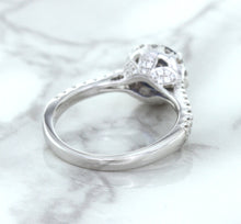 Load image into Gallery viewer, 1.82ct Round Blue Sapphire Ring with Diamond Halo in 18K White Gold