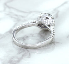 Load image into Gallery viewer, 1.82ct Round Blue Sapphire Ring with Diamond Halo in 18K White Gold