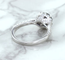 Load image into Gallery viewer, 1.82ct Round Blue Sapphire Ring with Diamond Halo in 18K White Gold