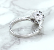 Load image into Gallery viewer, 1.82ct Round Blue Sapphire Ring with Diamond Halo in 18K White Gold